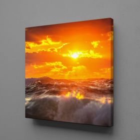 Technopa Dalgalar Arasından Doğmuş Güneş 25x25 cm Kanvas Tablo