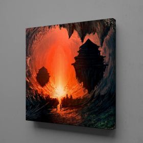 Technopa Dalgalar Arasından Doğmuş Güneş 80x80 cm Kanvas Tablo