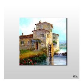 Technopa Değirmen ve Akarsu 30x30 cm Kanvas Tablo