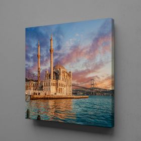 Technopa Deniz Manzaralı Cami 25x25 cm Kanvas Tablo