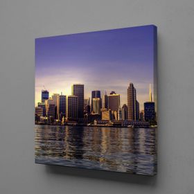 Technopa Deniz Manzaralı Şehir 25x25 cm Kanvas Tablo