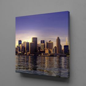 Technopa Deniz Manzaralı Şehir 25x25 cm Kanvas Tablo