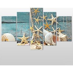 Technopa Deniz Yıldızı ve Deniz Kabuğu 122x70 cm Kanvas Tablo