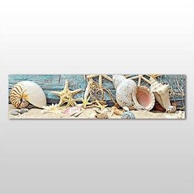 Technopa Deniz Yıldızı ve Deniz Kabuğu 60x20 cm Kanvas Tablo