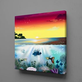 Technopa Denizde Renkli Balıklar 130x130 cm Kanvas Tablo