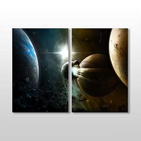 Technopa Dünya ve Gezegenler 100x90 cm Kanvas Tablo
