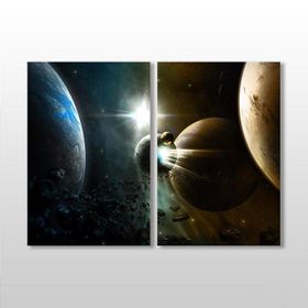 Technopa Dünya ve Gezegenler 80x70 cm Kanvas Tablo