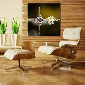 Technopa Eyfel Kulesi Minyatür ve Papatya 200x200 cm Kanvas Tablo