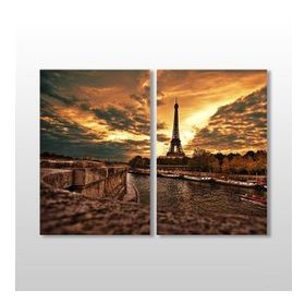 Technopa Eyfel Kulesi ve Nehir 120x110 cm Kanvas Tablo