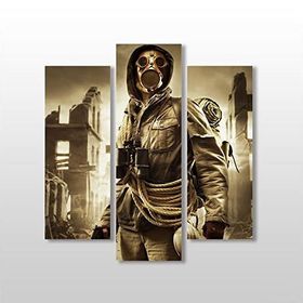 Technopa Gaz Maskeli Adam 147x160 cm Kanvas Tablo