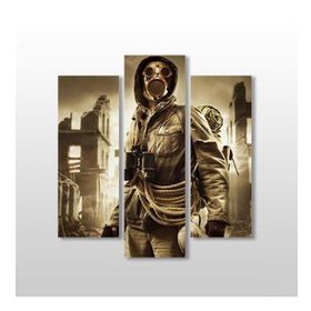 Technopa Gaz Maskeli Adam 156x170 cm Kanvas Tablo