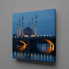 Technopa Gece Cami Köprü 30x30 cm Kanvas Tablo