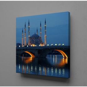 Technopa Gece Cami Köprü 40x40 cm Kanvas Tablo