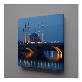 Technopa Gece Cami Köprü 70x70 cm Kanvas Tablo
