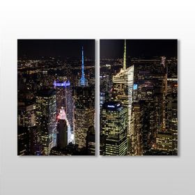 Technopa Gece Şehir Manzarası 100x90 cm Kanvas Tablo