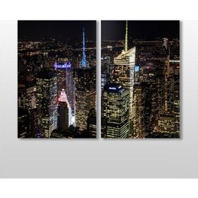 Technopa Gece Şehir Manzarası 110x100 cm Kanvas Tablo