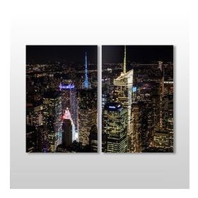 Technopa Gece Şehir Manzarası 120x110 cm Kanvas Tablo