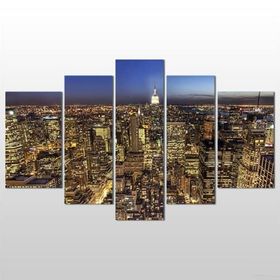 Technopa Gece Şehir Manzarası 225x130 cm Kanvas Tablo