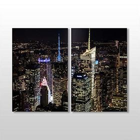 Technopa Gece Şehir Manzarası 50x40 cm Kanvas Tablo