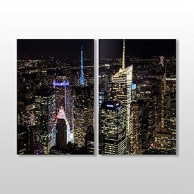 Technopa Gece Şehir Manzarası 90x80 cm Kanvas Tablo