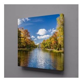 Technopa Göl ve Ağaçlar 30x30 cm Kanvas Tablo