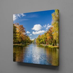 Technopa Göl ve Ağaçlar 50x50 cm Kanvas Tablo
