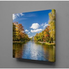 Technopa Göl ve Ağaçlar 80x80 cm Kanvas Tablo