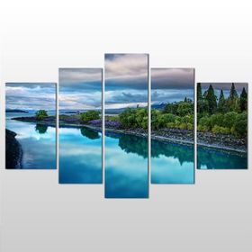 Technopa Göl ve Orman Manzarası 105x60 cm Kanvas Tablo
