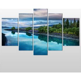 Technopa Göl ve Orman Manzarası 260x150 cm Kanvas Tablo