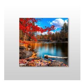 Technopa Göl ve Sonbahar 100x100 cm Kanvas Tablo