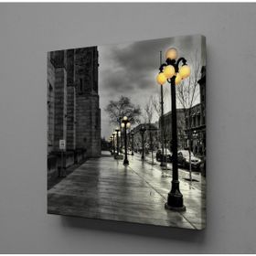 Technopa Gri Newyork Sokağı Gökyüzü 80x80 cm Kanvas Tablo