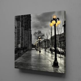 Technopa Gri Newyork Sokağı Gökyüzü 80x80 cm Kanvas Tablo