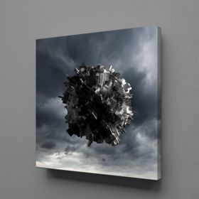 Technopa Gri Siyah 25x25 cm Kanvas Tablo