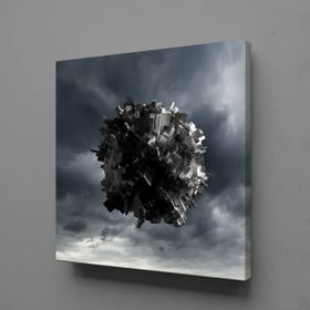 Technopa Gri Siyah 30x30 cm Kanvas Tablo