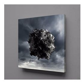 Technopa Gri Siyah 90x90 cm Kanvas Tablo