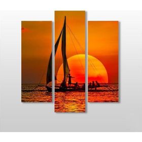 Technopa Gün Batımı ve Yelken 129x140 cm Kanvas Tablo