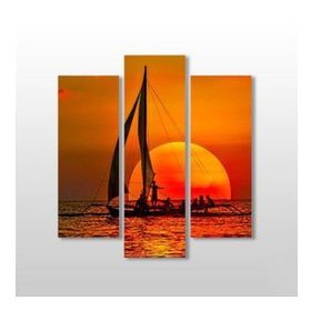 Technopa Gün Batımı ve Yelken 138x150 cm Kanvas Tablo