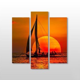 Technopa Gün Batımı ve Yelken 84x90 cm Kanvas Tablo