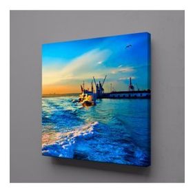 Technopa Gün Batımında Tekne Gezisi 100x100 cm Kanvas Tablo