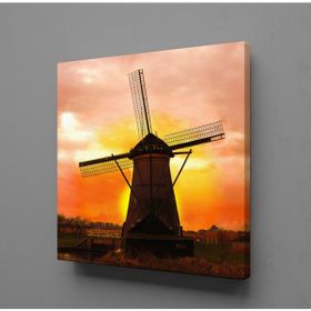 Technopa Gün Doğuşu ve Batışı Değirmen 110x110 cm Kanvas Tablo
