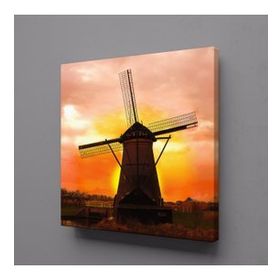 Technopa Gün Doğuşu ve Batışı Değirmen 110x110 cm Kanvas Tablo