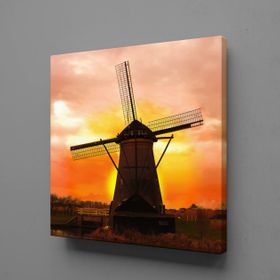 Technopa Gün Doğuşu ve Batışı Değirmen 110x110 cm Kanvas Tablo