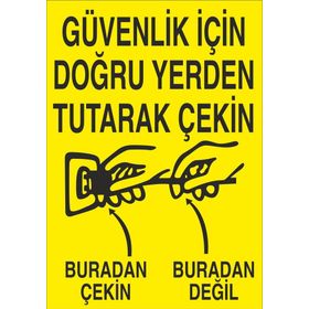 Technopa Güvenlik İçin Doğru Yerden Tutarak Çekin Uyarı Levhası