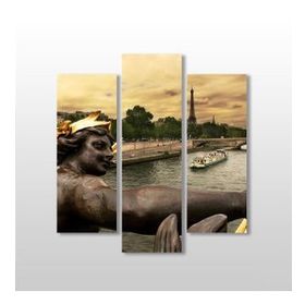 Technopa Heykel Göl Eyfel Kulesi 75x80 cm Kanvas Tablo