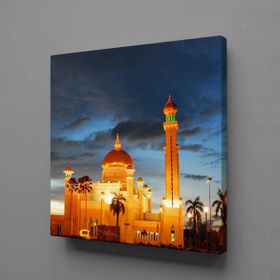 Technopa Işıklı Cami 25x25 cm Kanvas Tablo