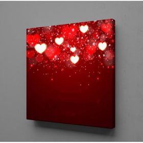 Technopa Işıklı Kalpler 25x25 cm Kanvas Tablo