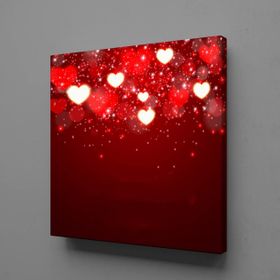 Technopa Işıklı Kalpler 90x90 cm Kanvas Tablo