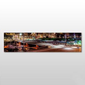 Technopa Işıklı Şehir 150x50 cm Kanvas Tablo