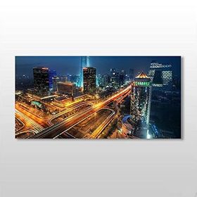 Technopa Işıklı Şehir 160x80 cm Kanvas Tablo