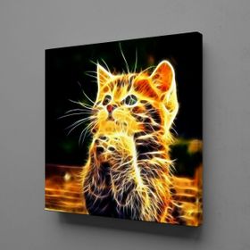 Technopa Işıltılı Kedi 30x30 cm Kanvas Tablo